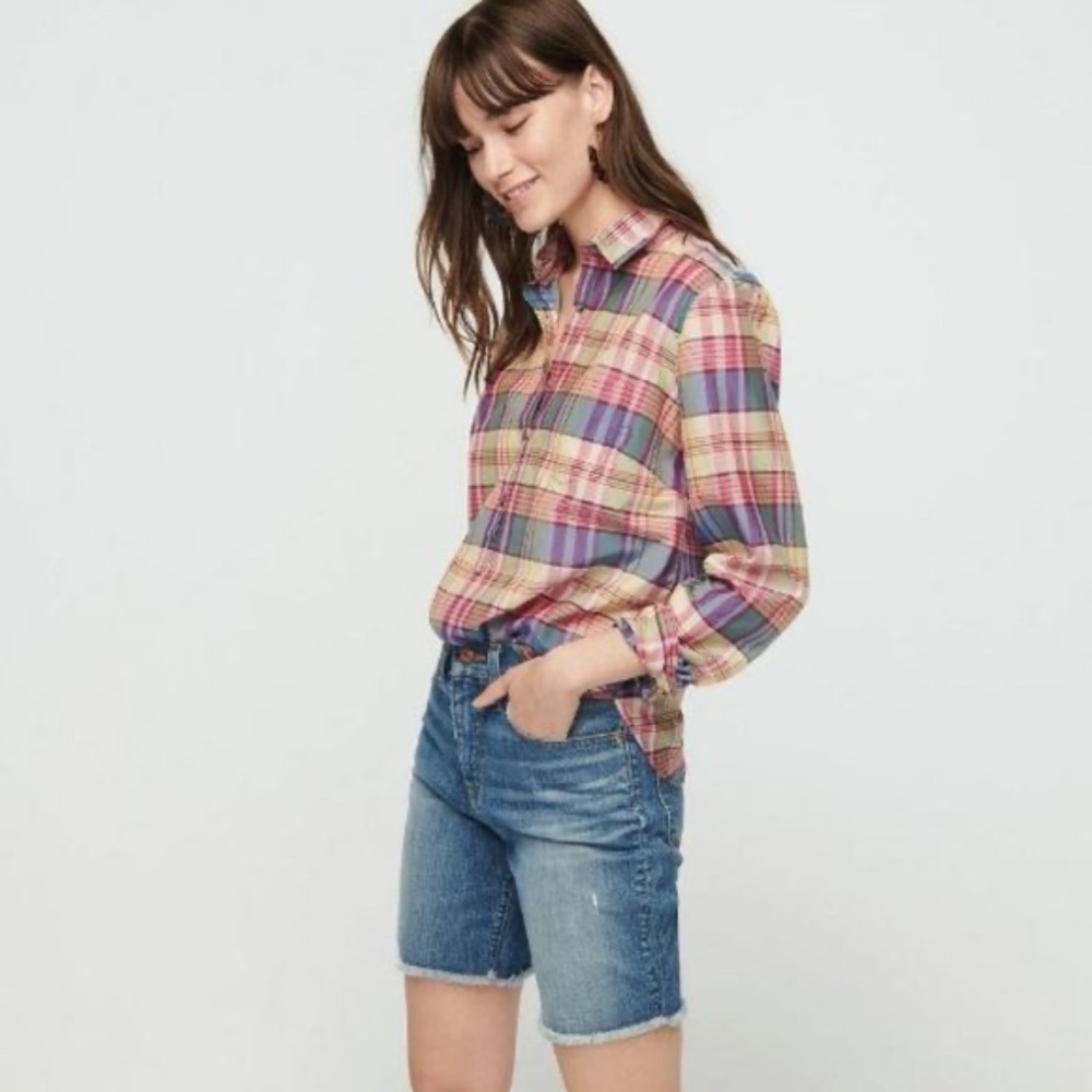 JCrew Classic popover shirt in plaid print Small